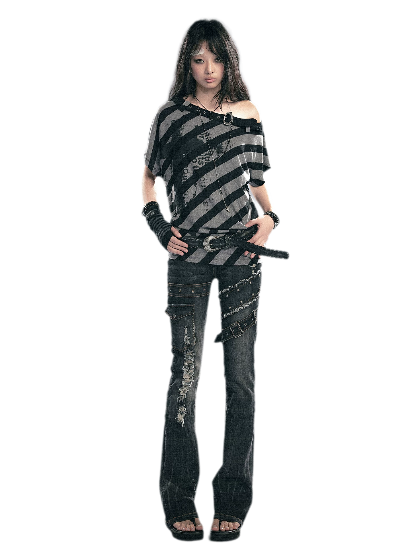 Skinny Grunge Flare Jeans