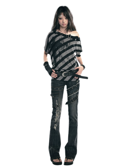 Skinny Grunge Flare Jeans