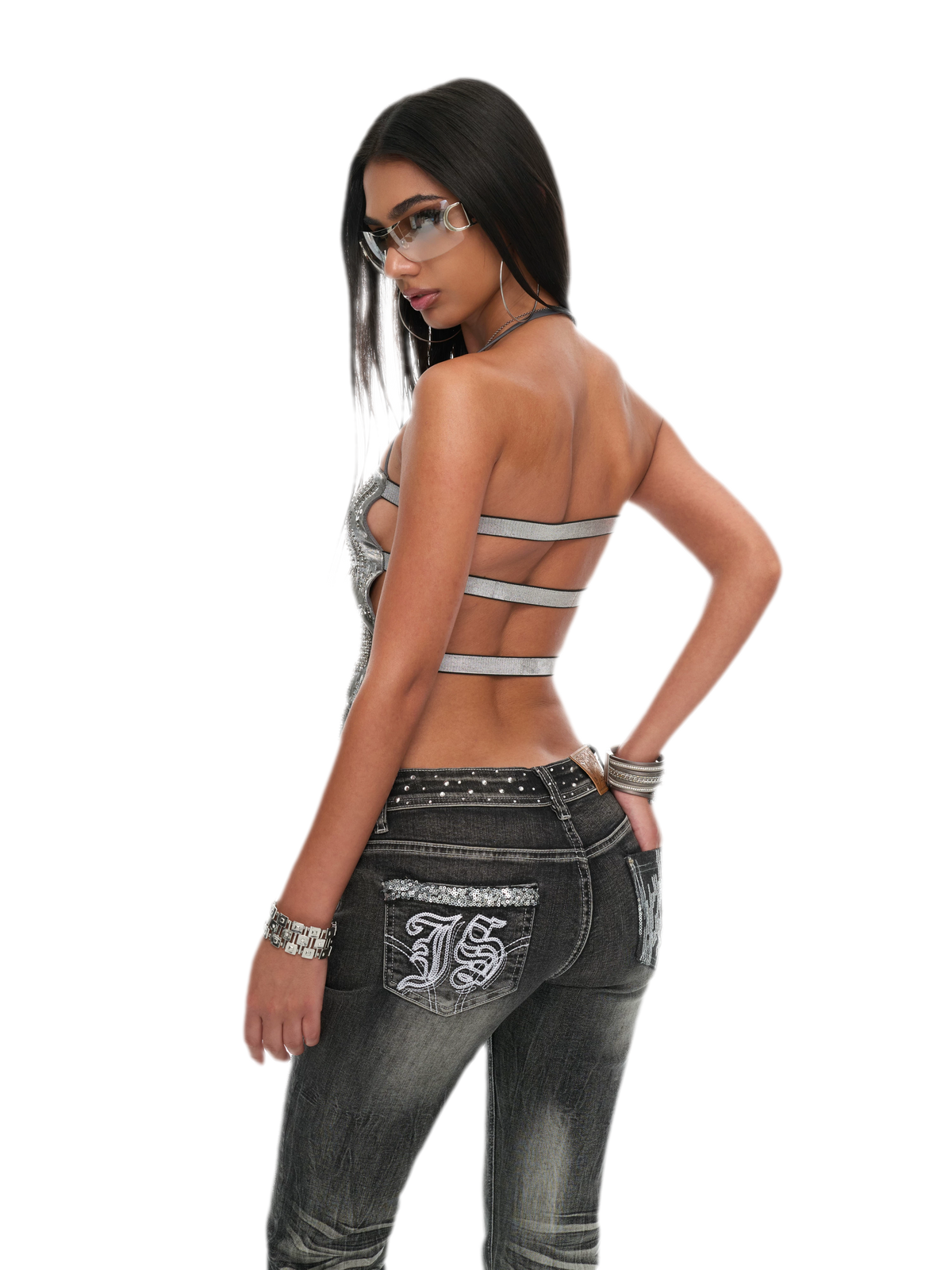 Sequin Cutout Halter Top