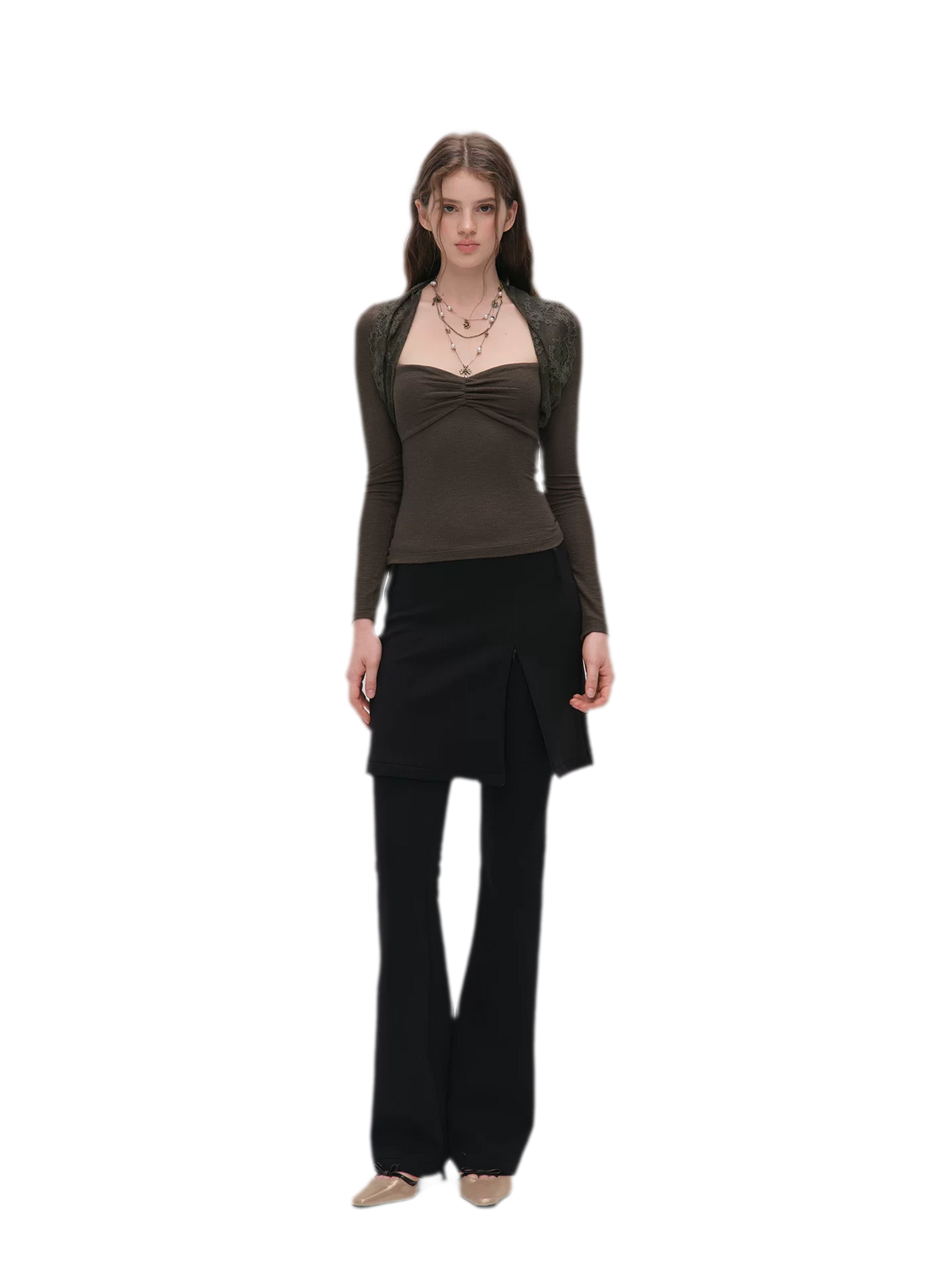 Layered Skirt Flare Pants