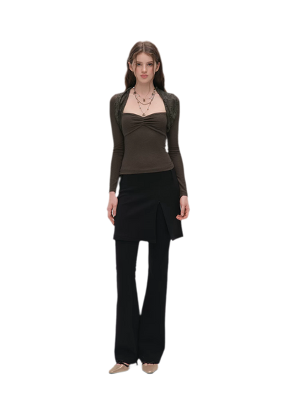 Layered Skirt Flare Pants