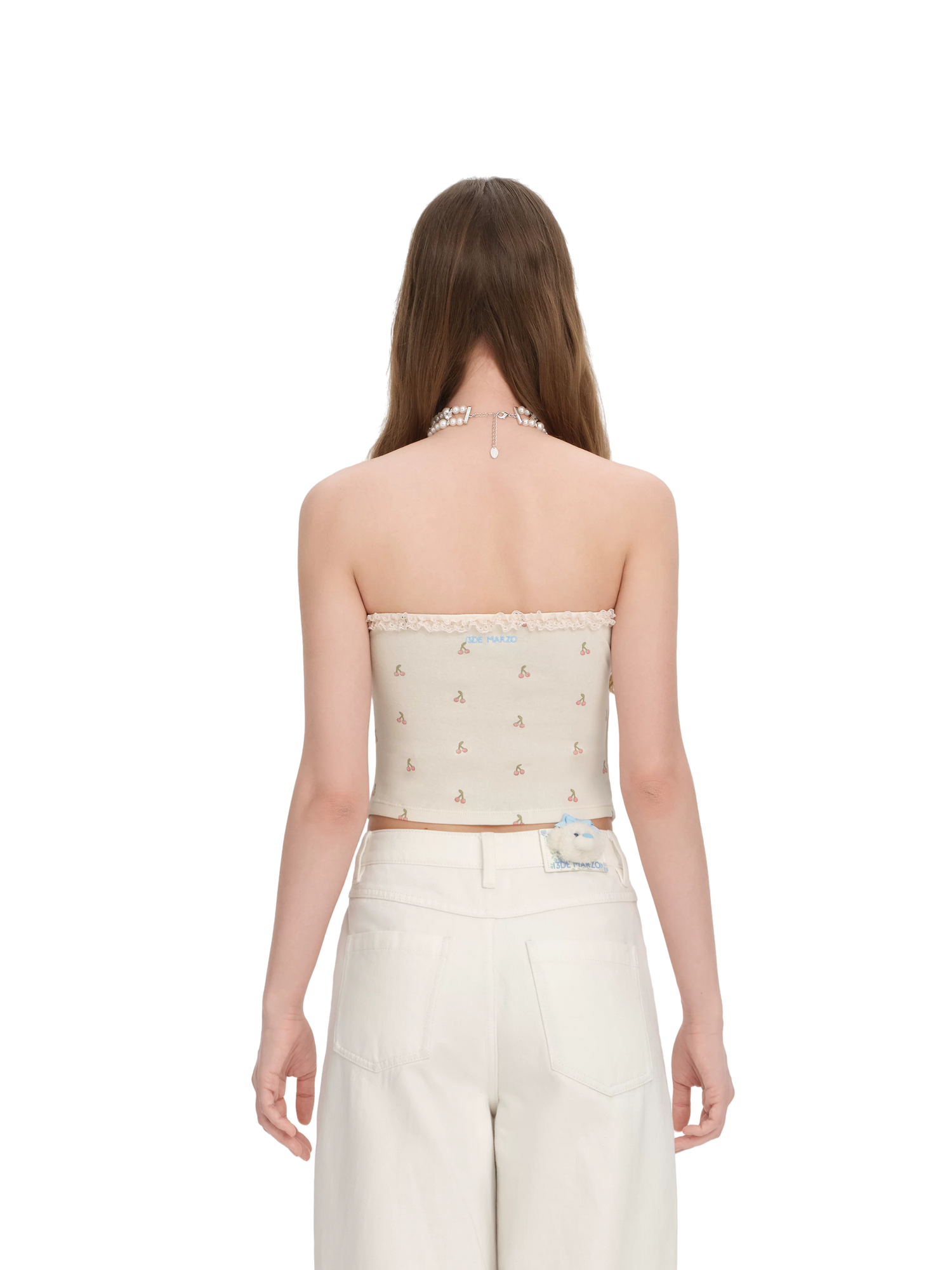 Cherry Bear Print Crop Bustier