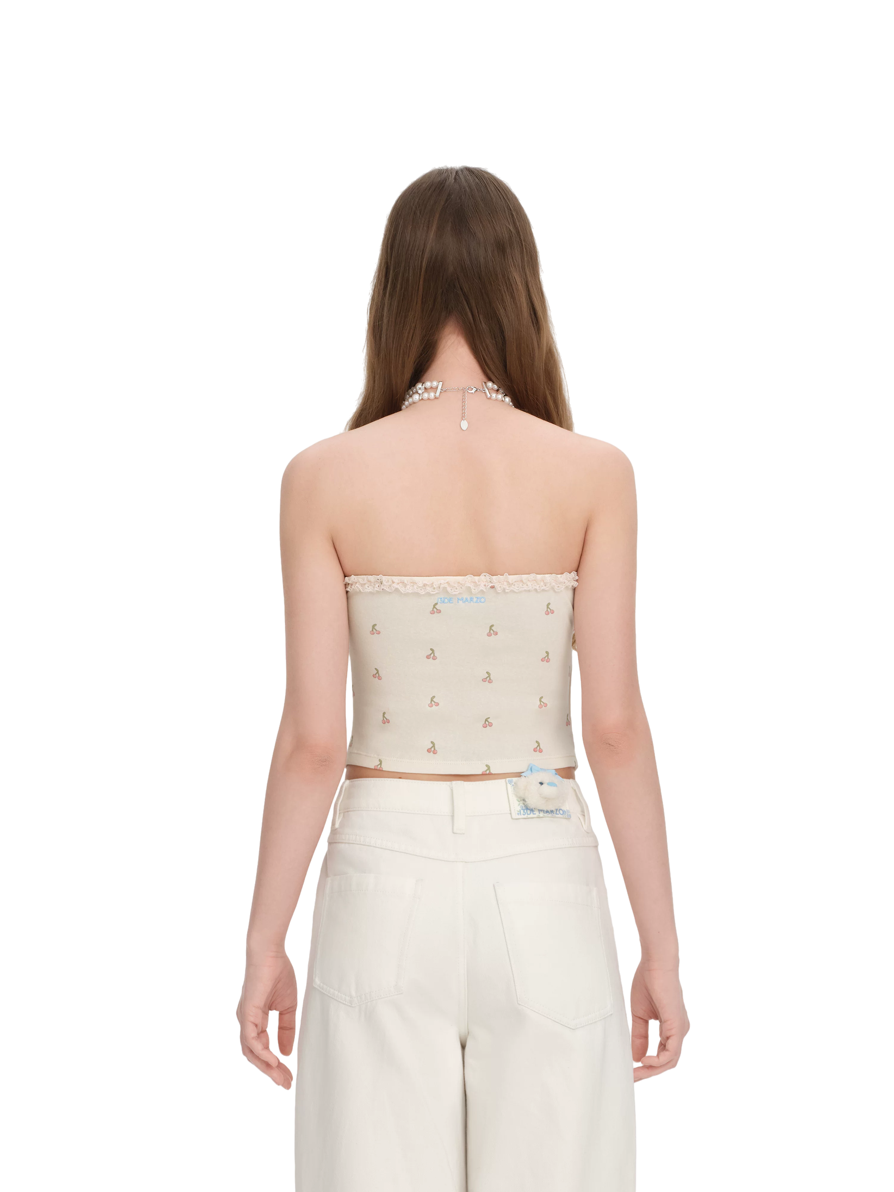 Cherry Bear Print Crop Bustier