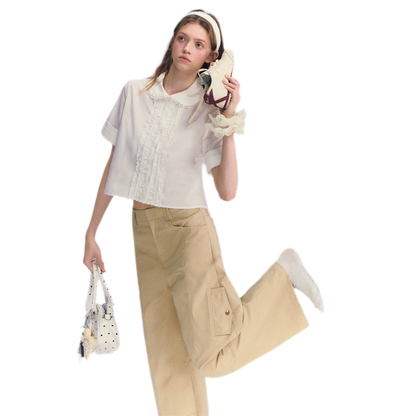 Lace Collar Cotton Shirt