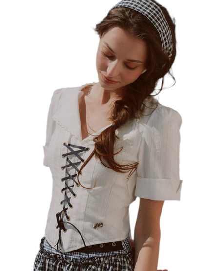Jacquard Sailor Collar Skirt Set