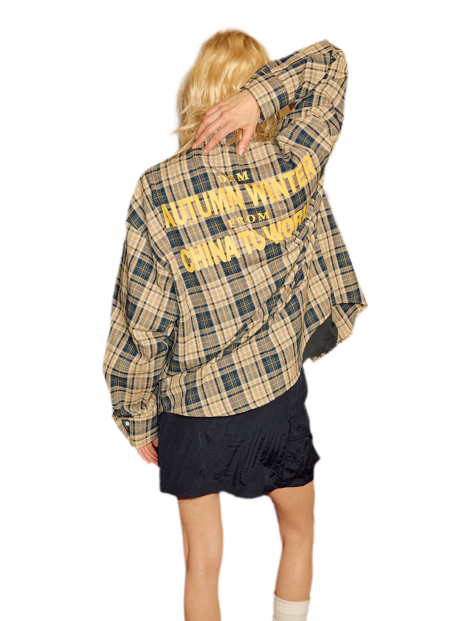 Contrast Plaid Oversized Shirt