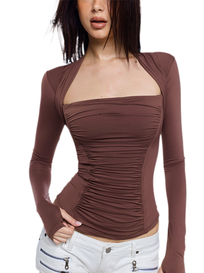 Ruched Sculpted Long-Sleeve Top