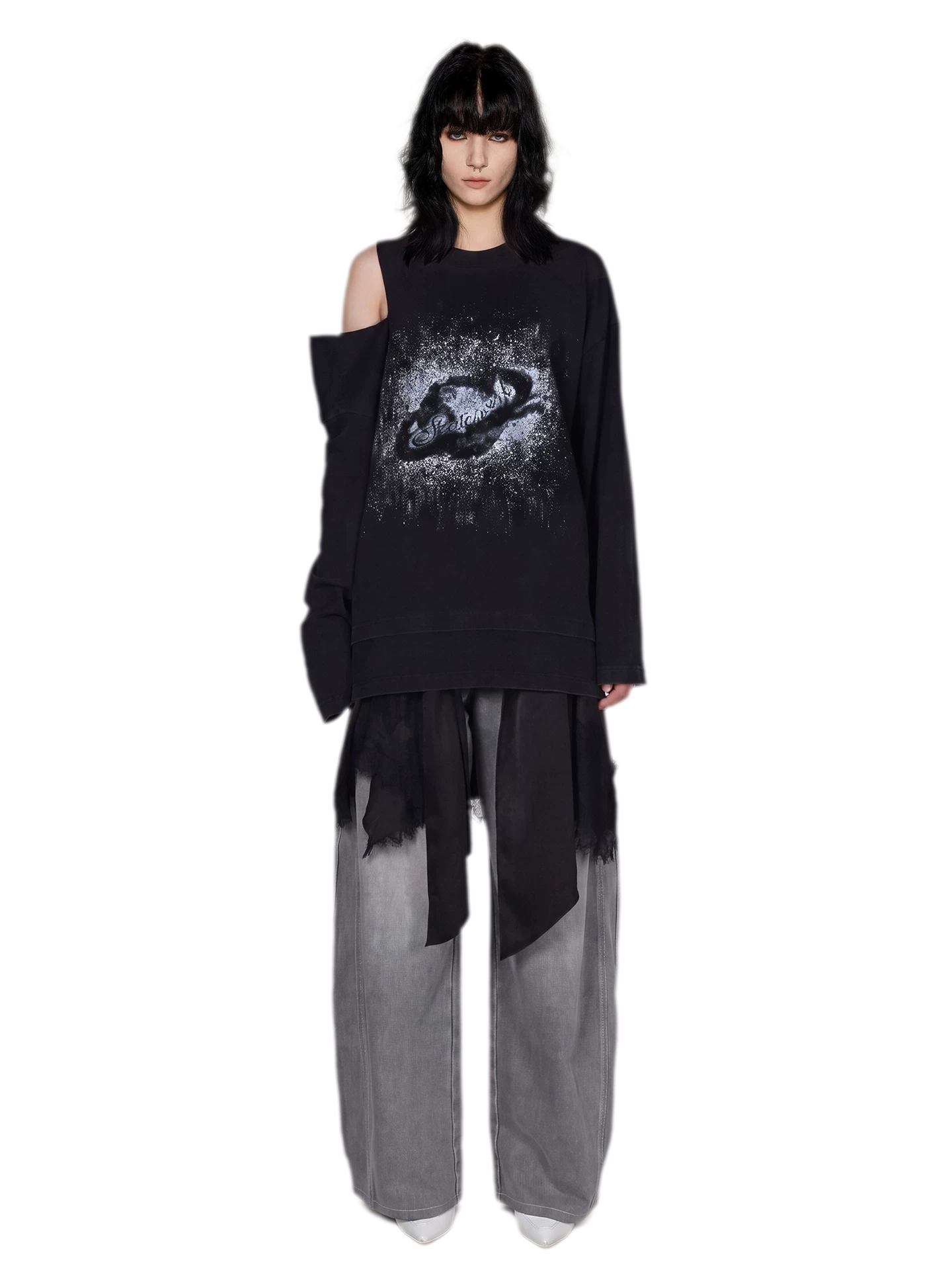 Wax-Dyed Cutout Graphic T-Shirt