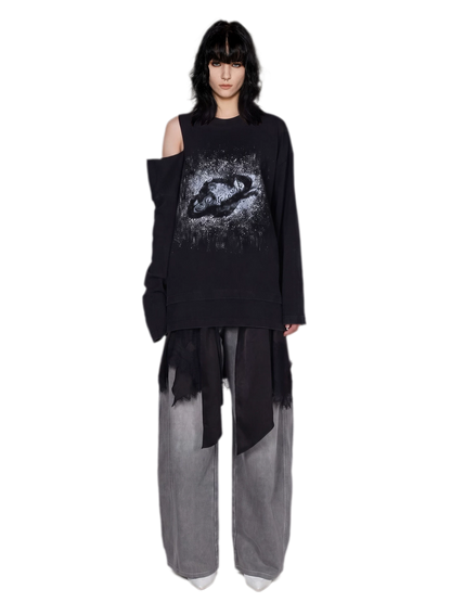 Wax-Dyed Cutout Graphic T-Shirt