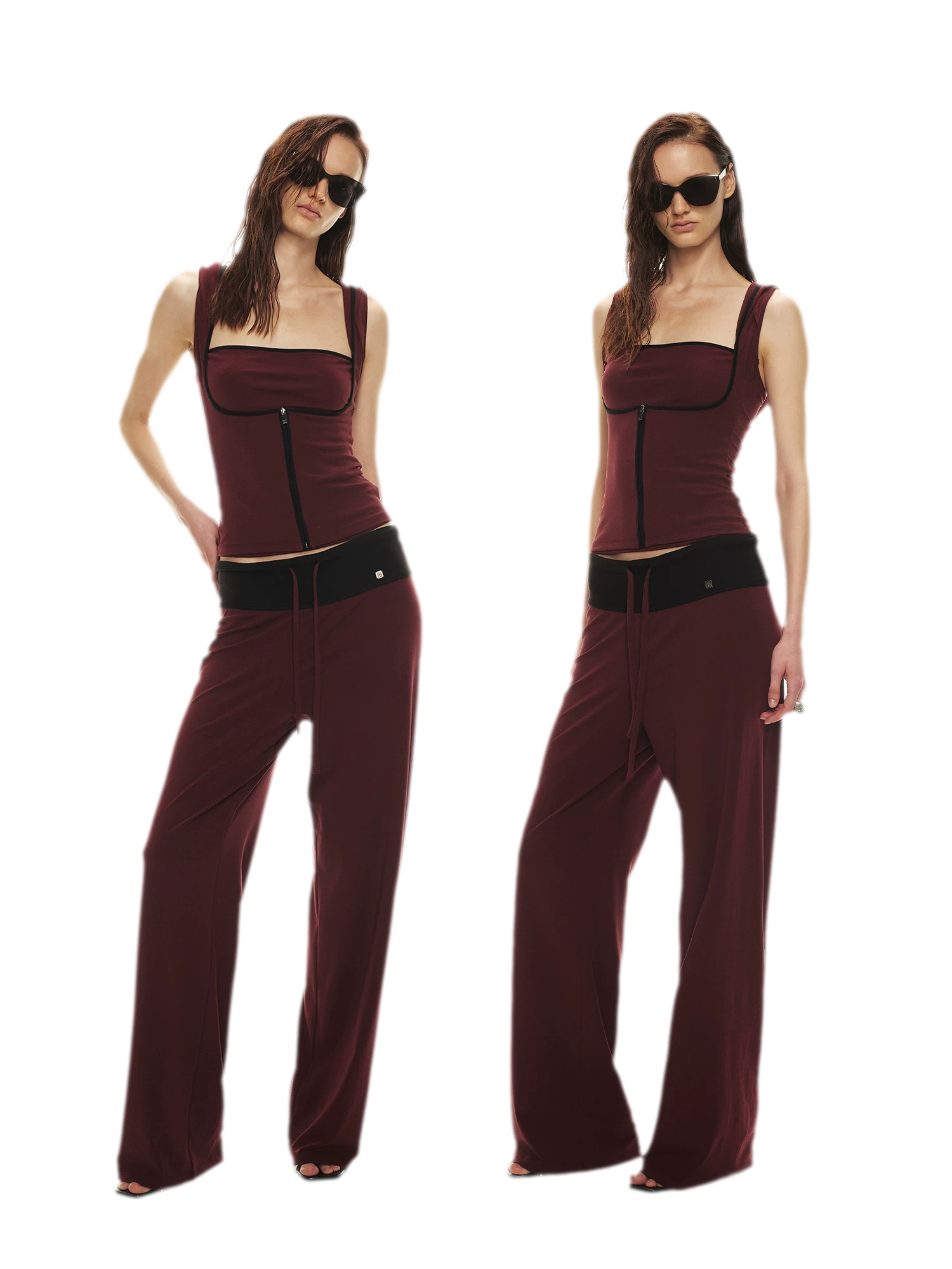 Tencel Knit Two-Piece Hoodie Vest &amp; Drawstring Pants