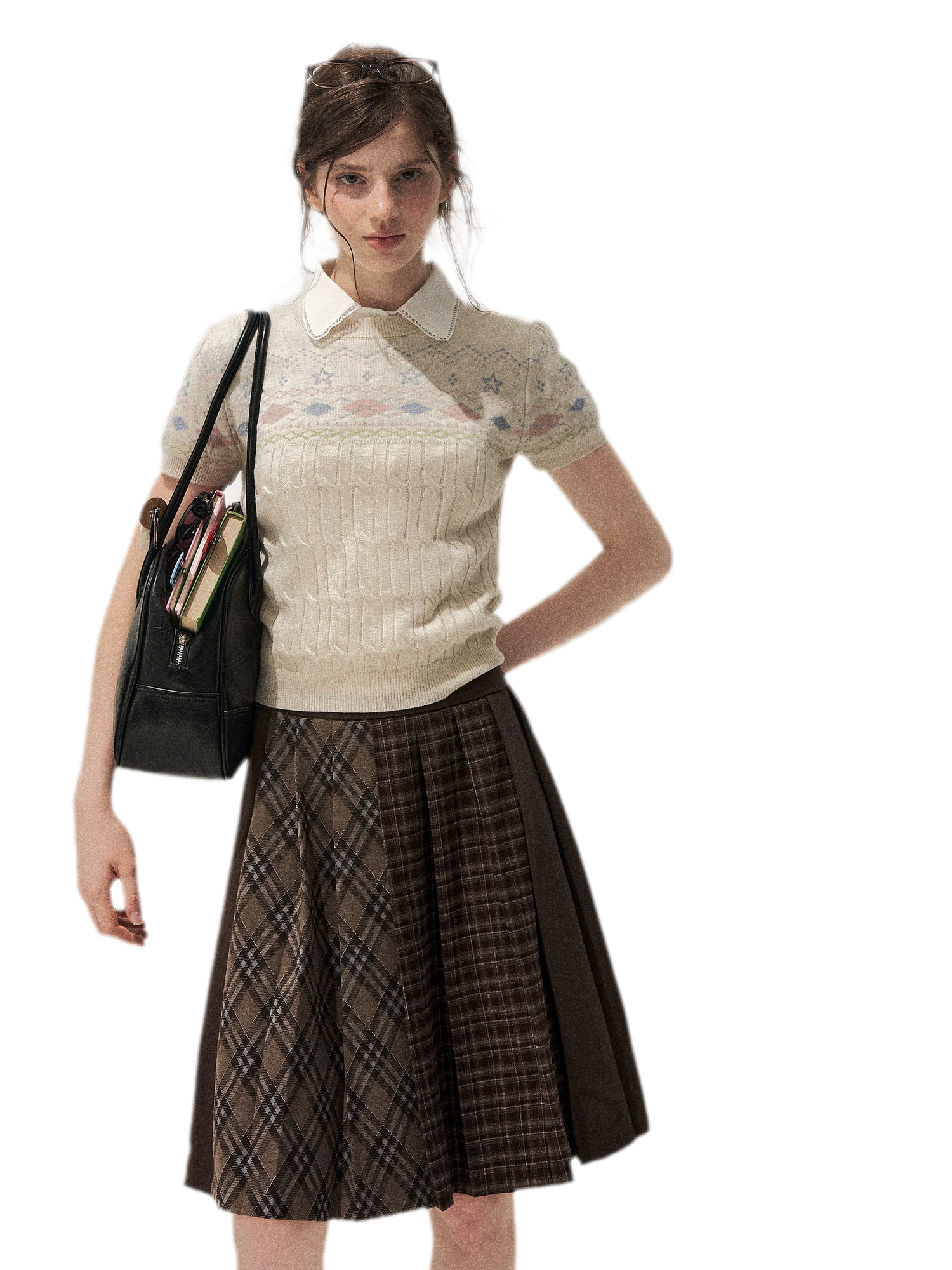 Fair Isle Cropped Knit Sweater