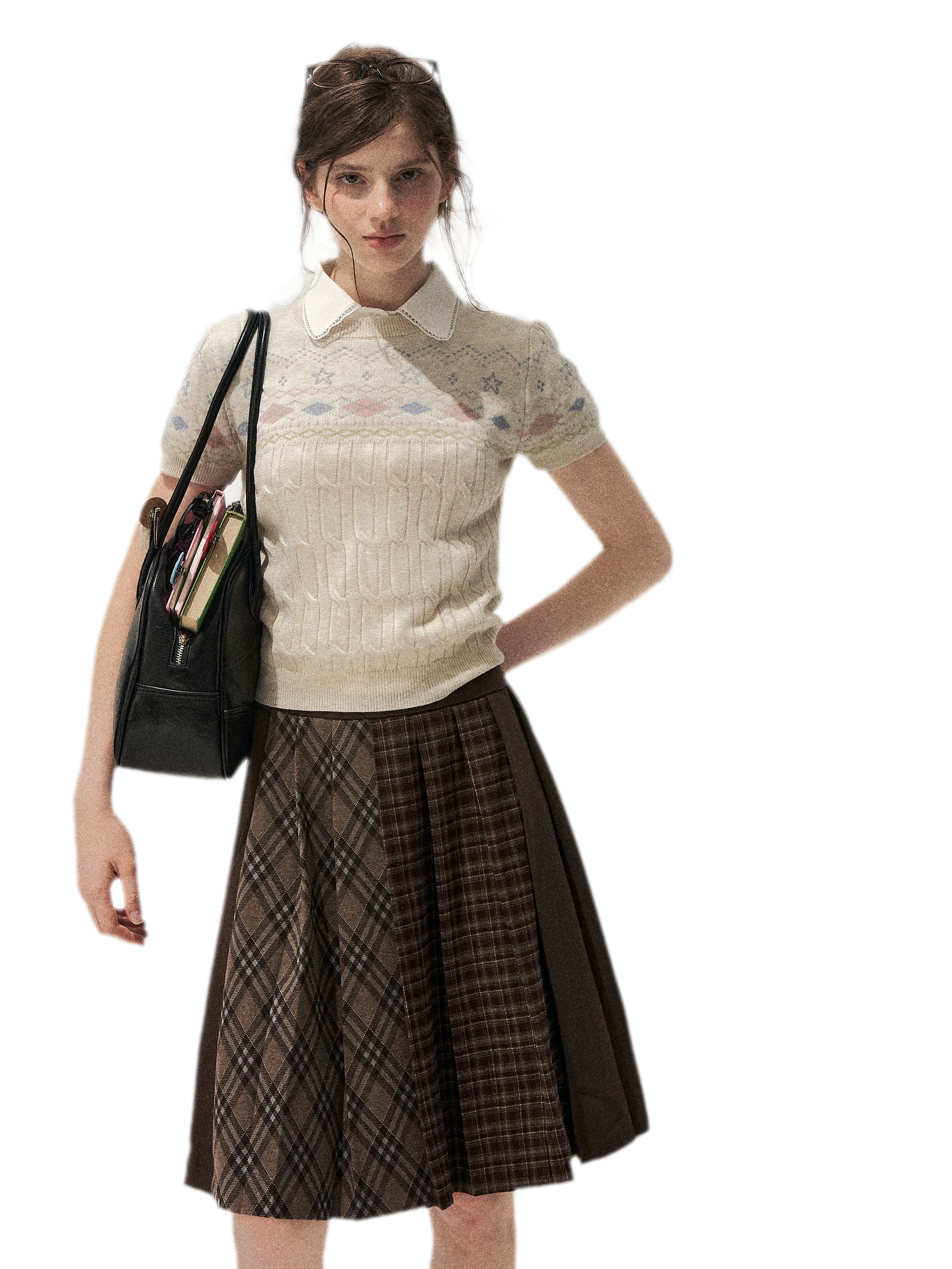 Fair Isle Cropped Knit Sweater