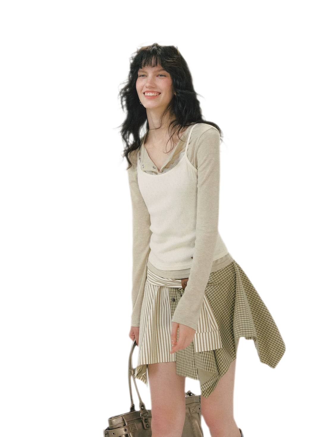 Ribbed Layered Henley Top