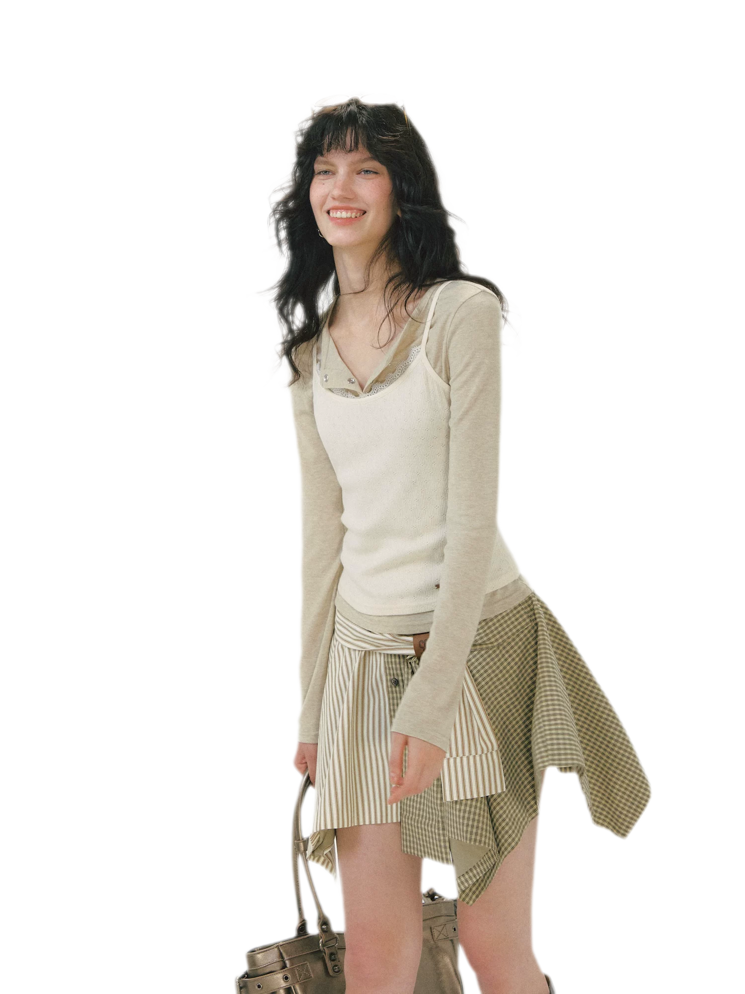 Ribbed Layered Henley Top