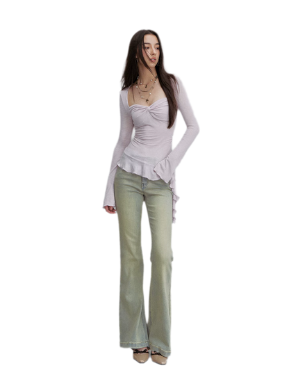 Twist Peplum Long Sleeve Top