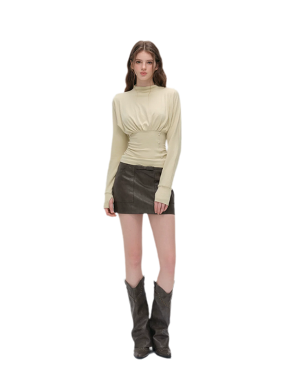 Textured Bow Mini Skirt
