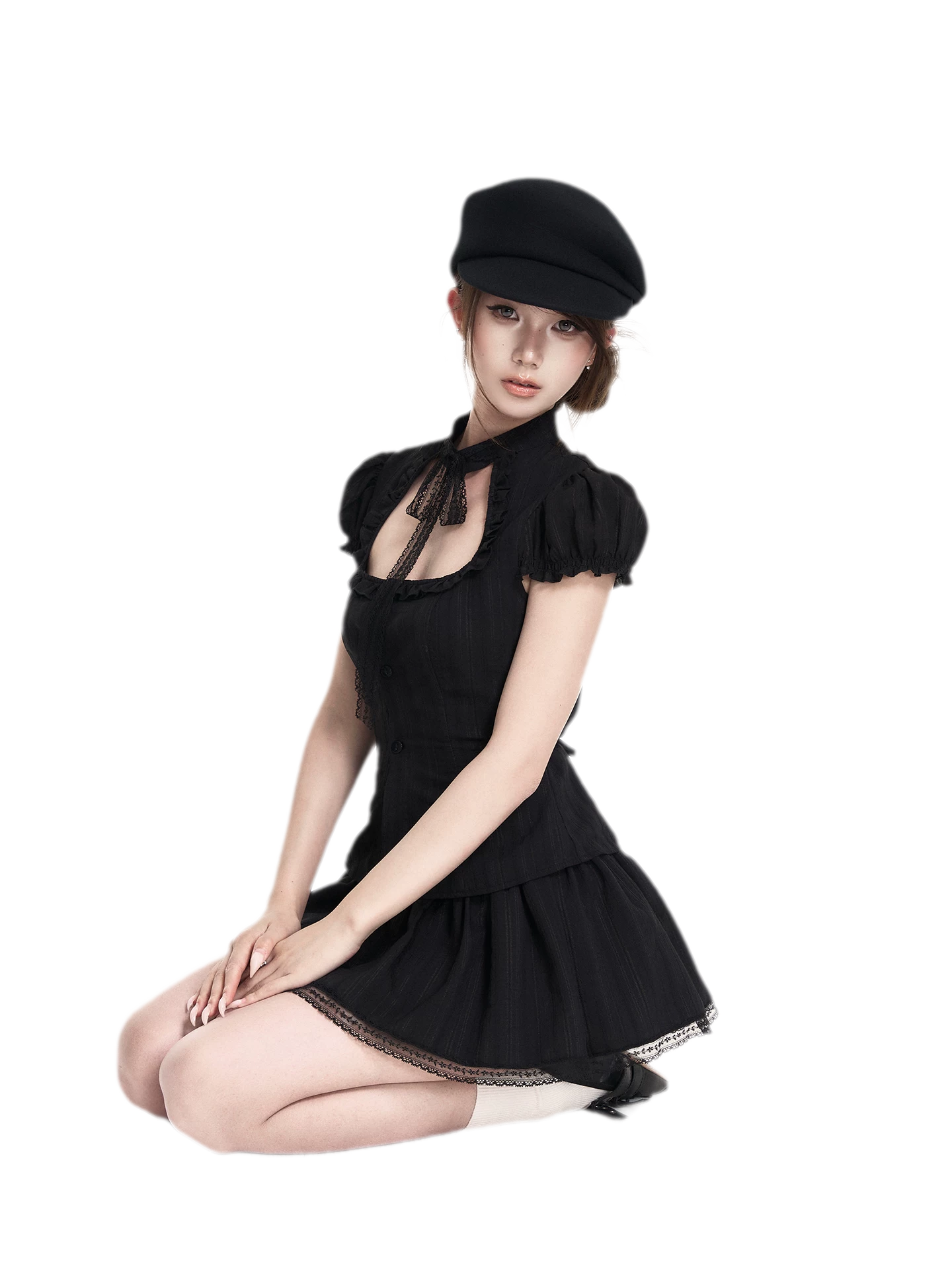Lace Puff Sleeve Set