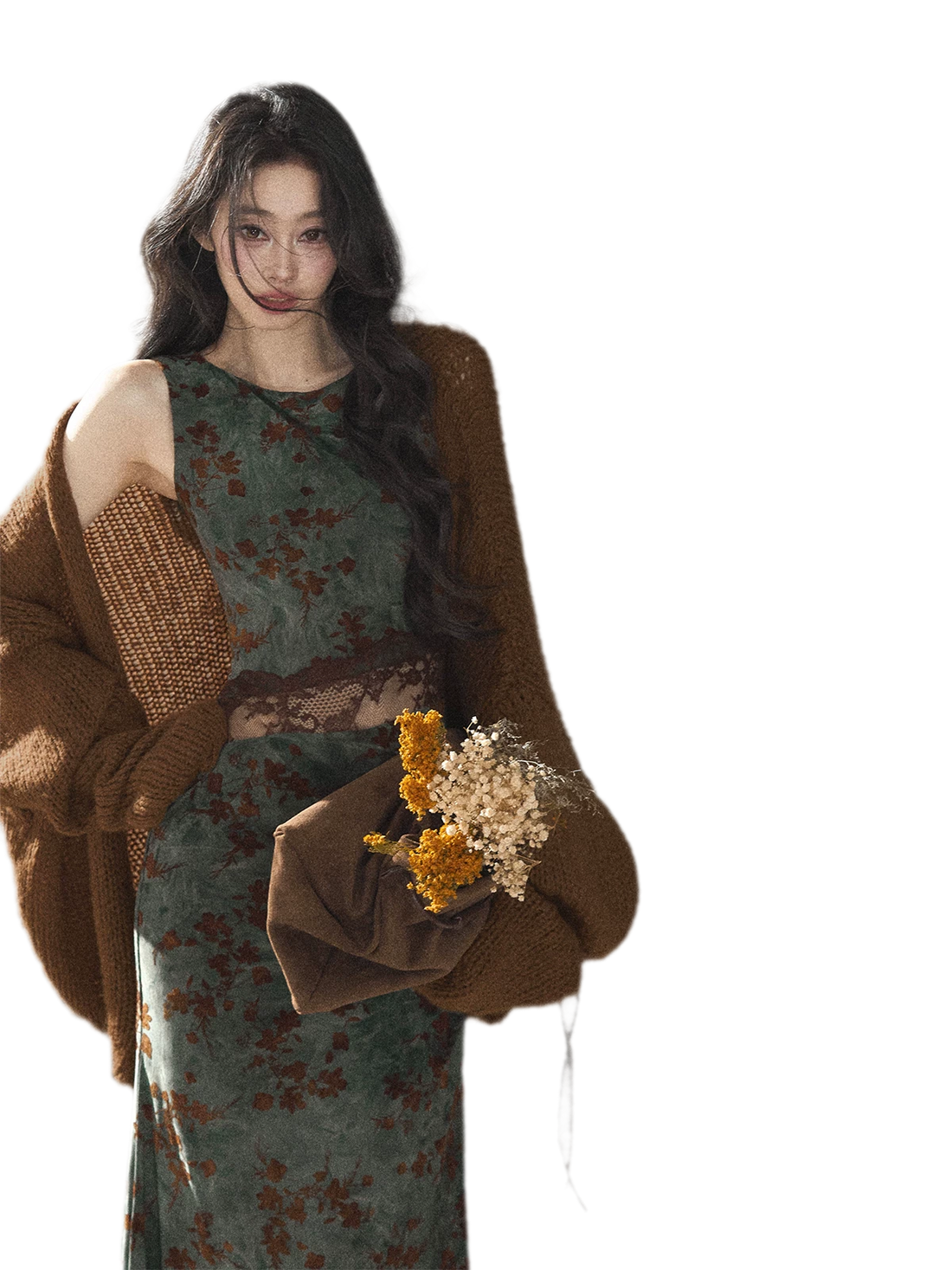 Jacquard Floral Mermaid Dress