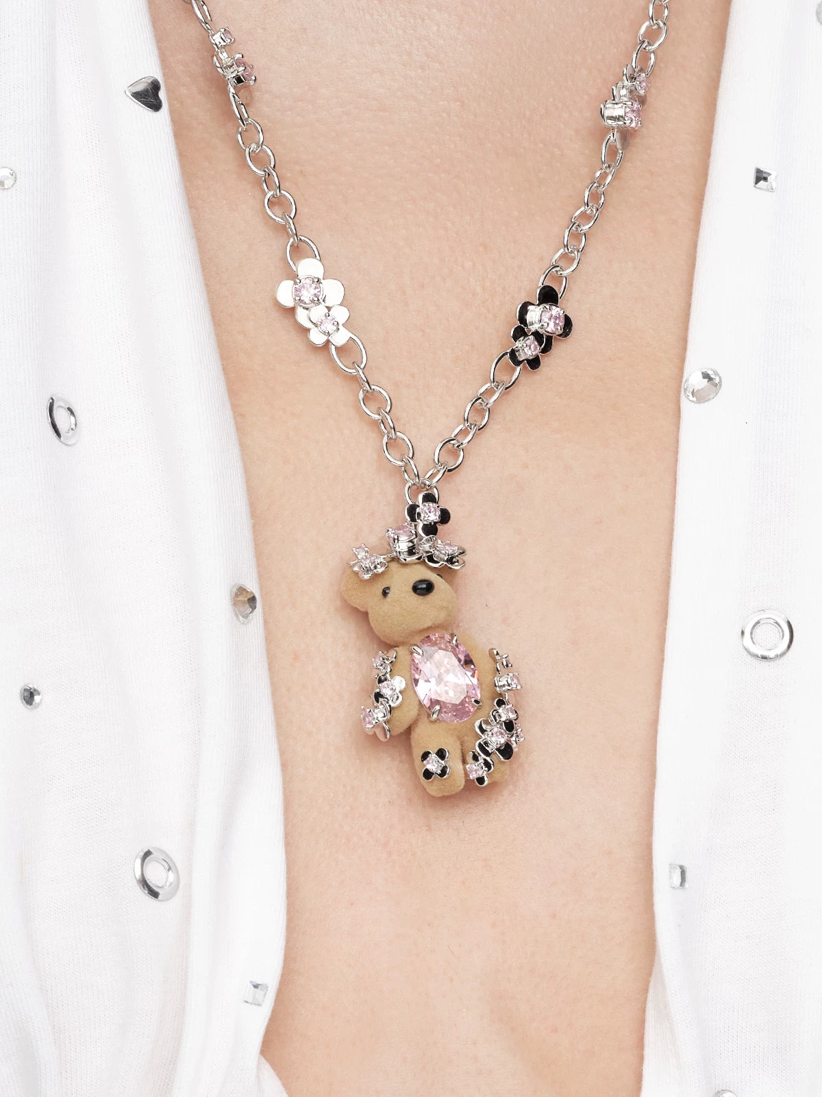 Resin Teddy Bear Pendant Necklace