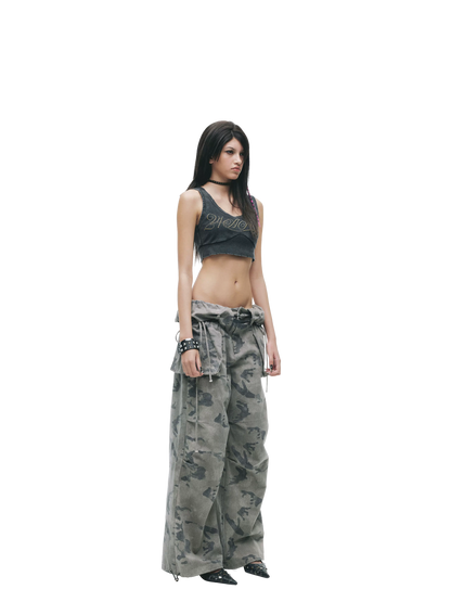 Washed Rhinestone Distressed Tank Top