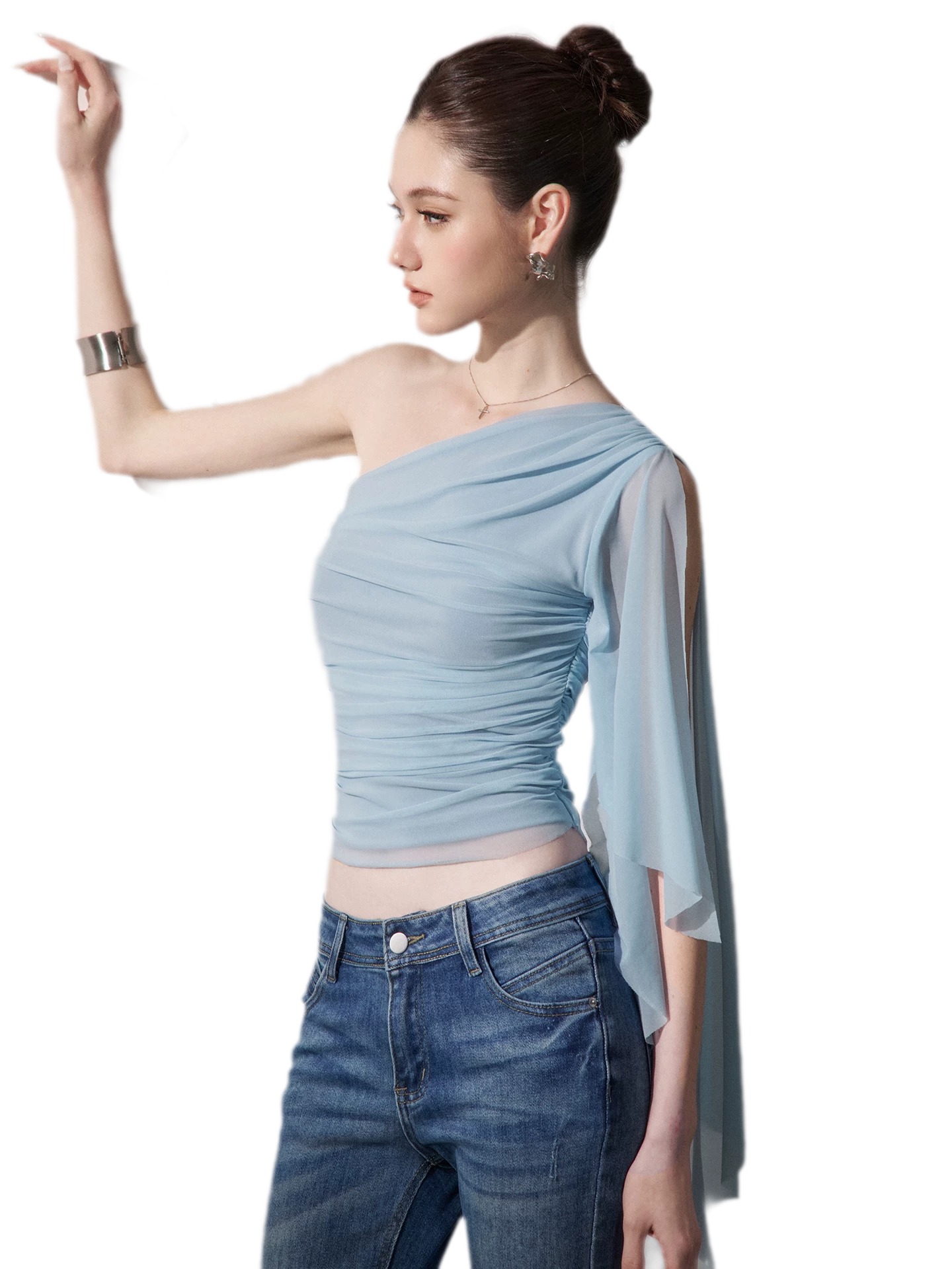 Ruched One-Shoulder Top