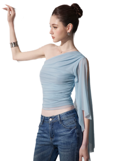 Ruched One-Shoulder Top
