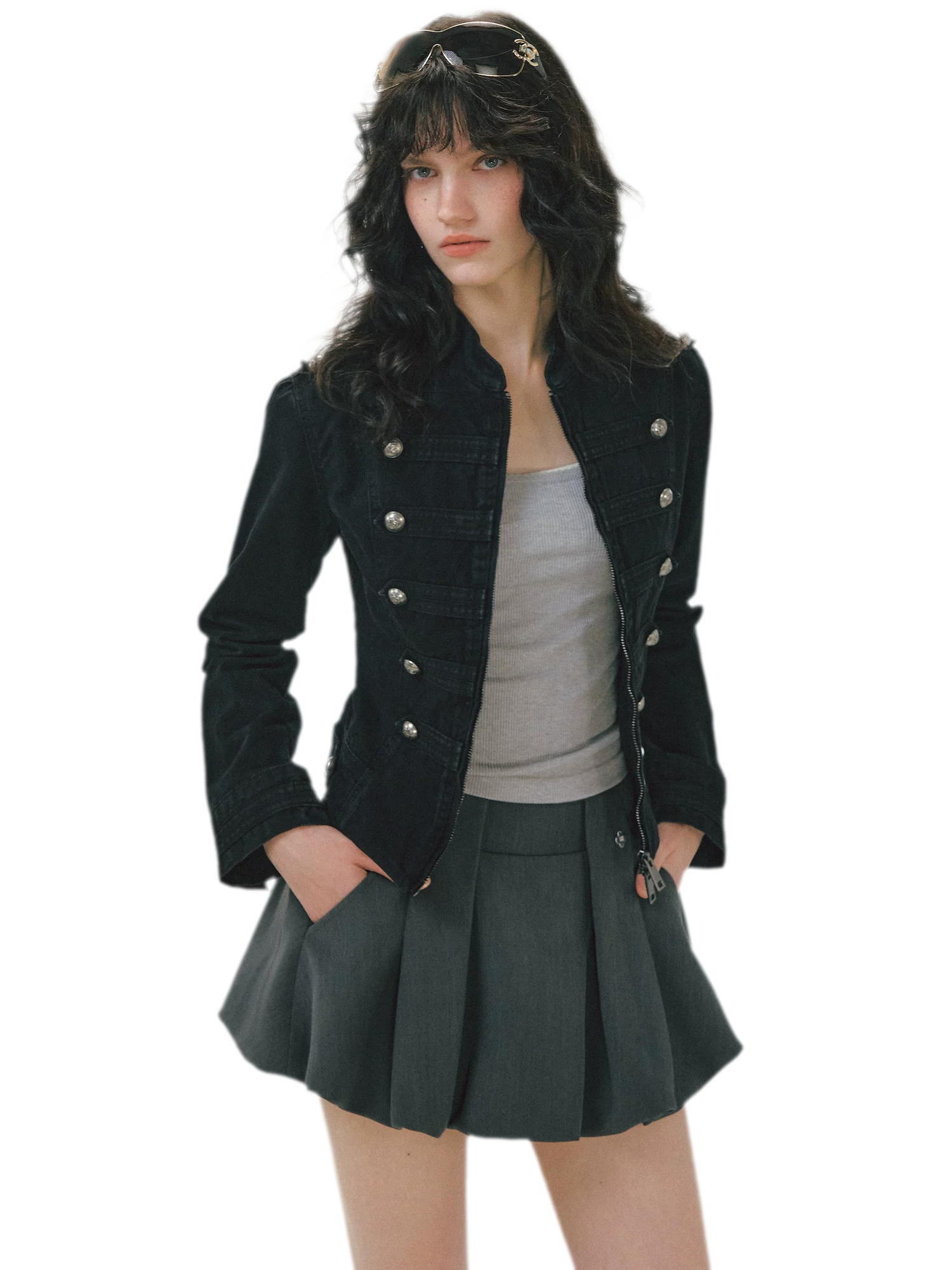 Distressed Cropped Denim Jacket