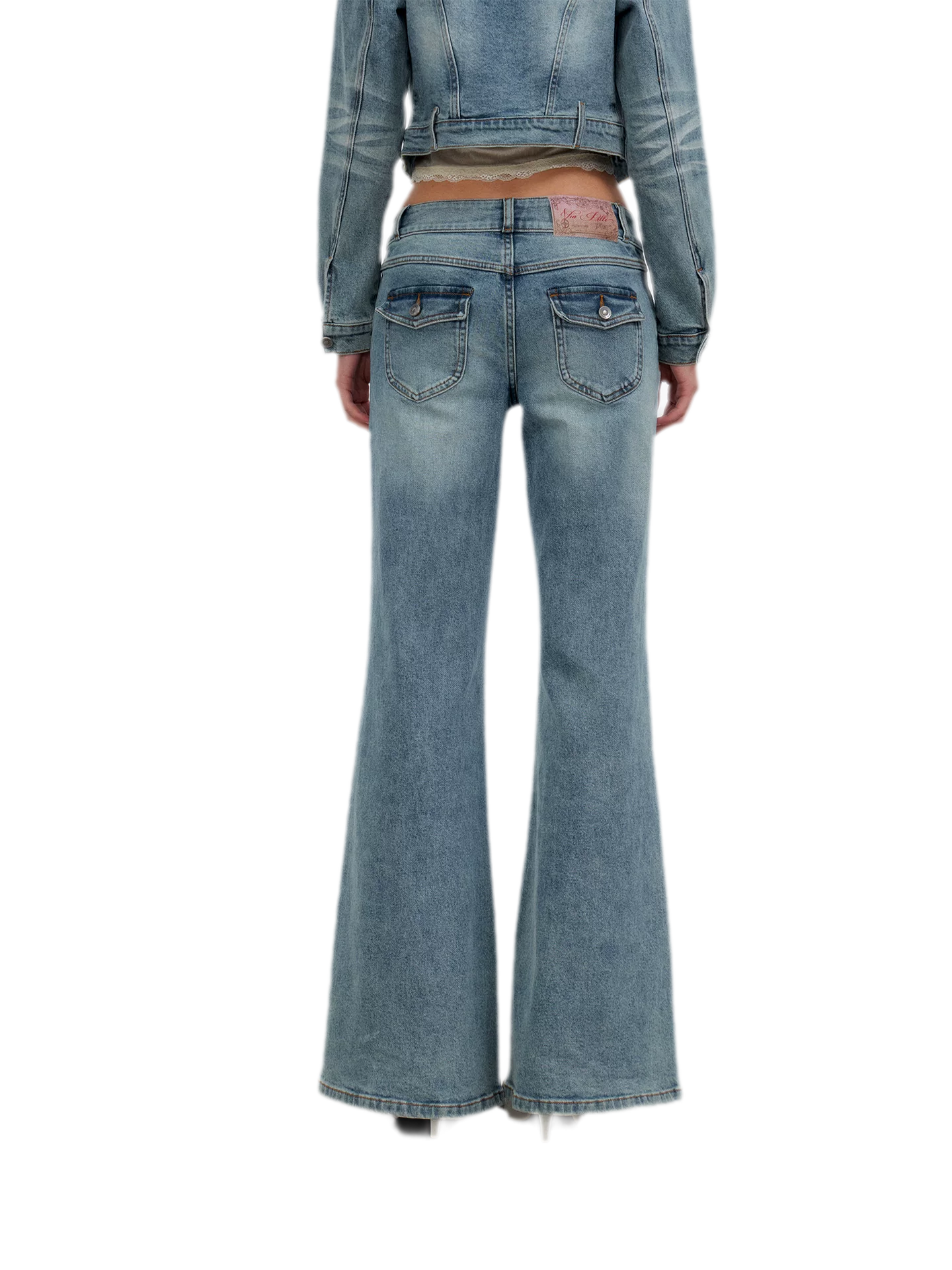 Washed Cat-Whisker Flare Jeans