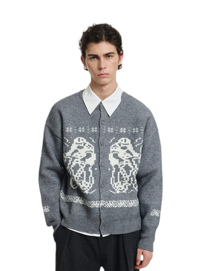 Fair Isle Relaxed Cardigan Sweater