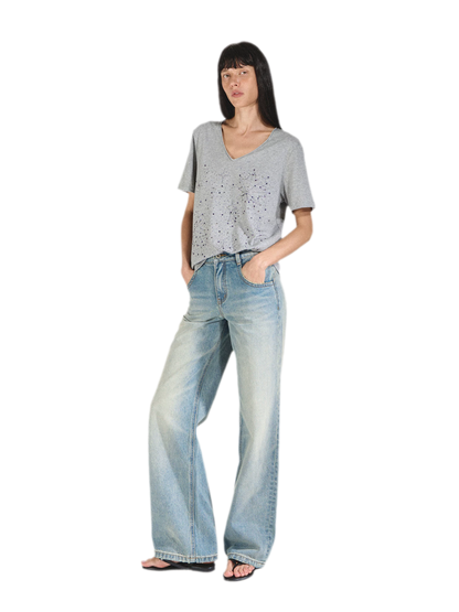 Vintage Straight Loose Fit Jeans with 3D Cat