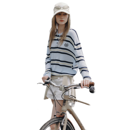 Contrast Striped Embroidered Polo Shirt