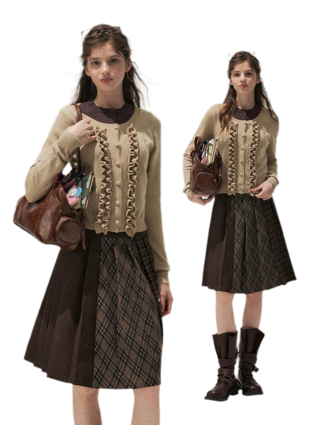 Fine-Gauge Ruffle Cardigan Sweater