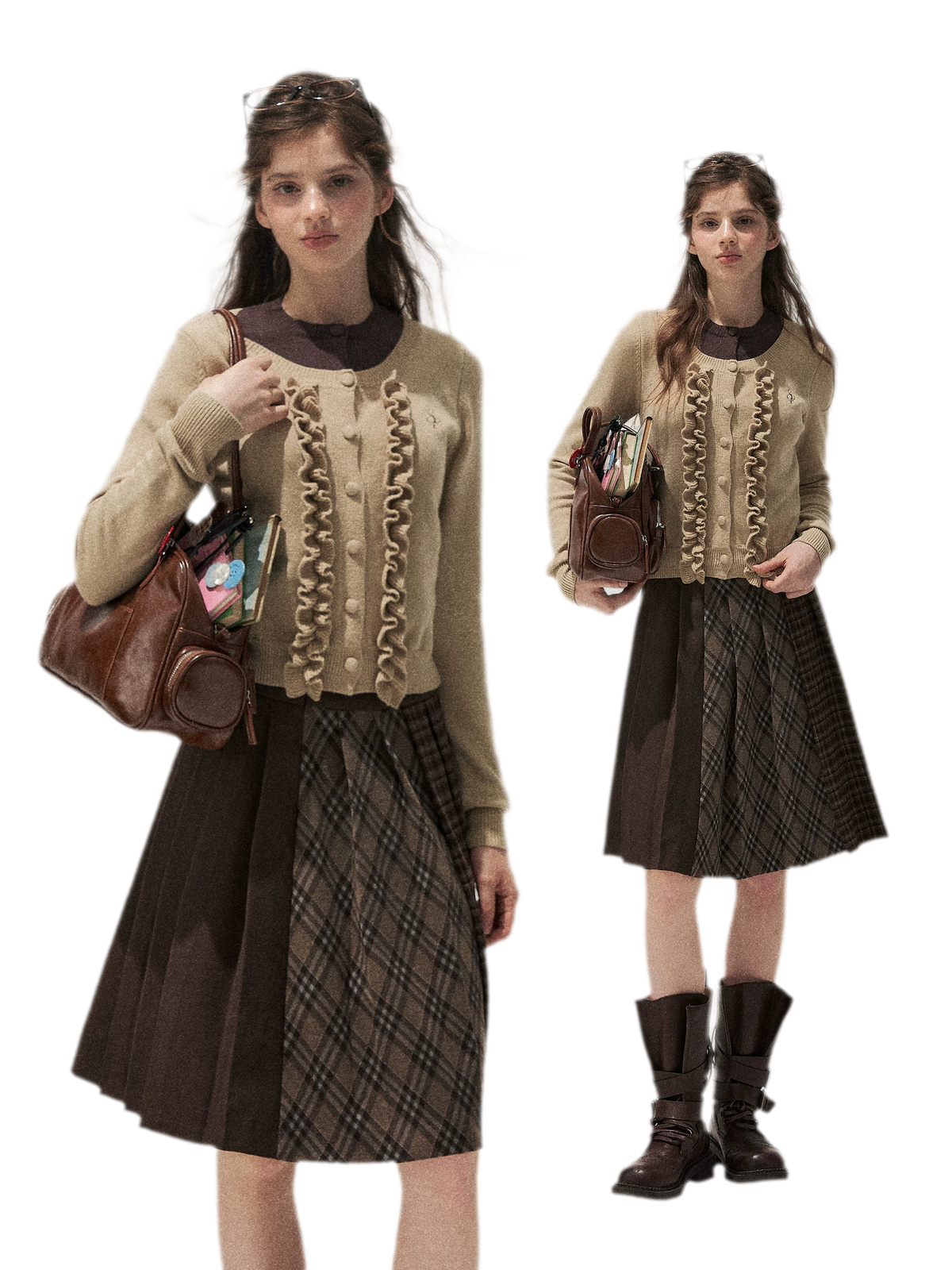 Fine-Gauge Ruffle Cardigan Sweater