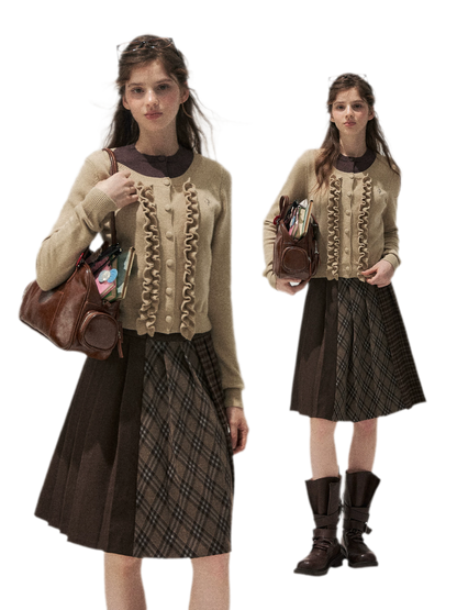 Fine-Gauge Ruffle Cardigan Sweater
