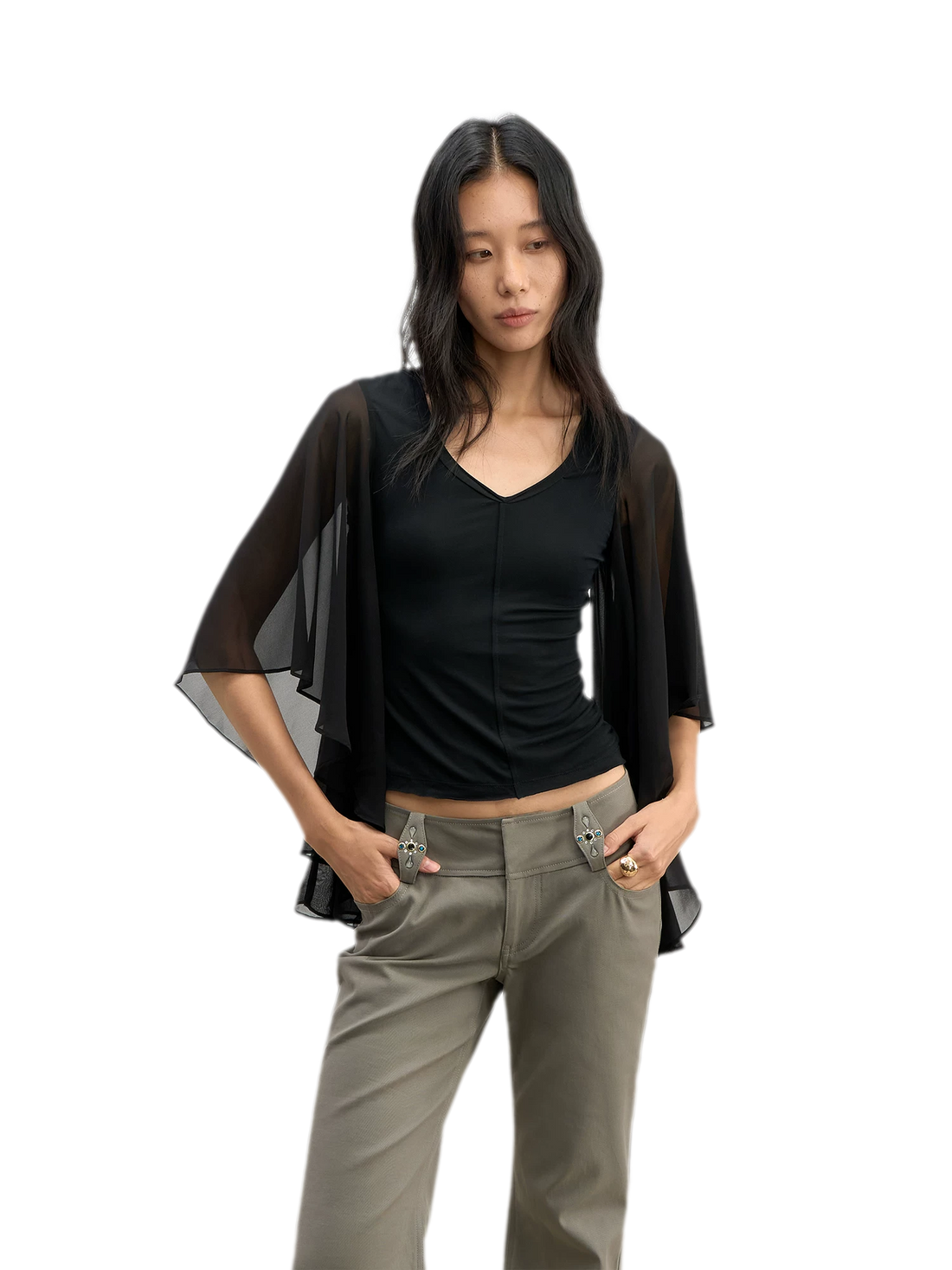 Lyocell Flared Sleeve Top