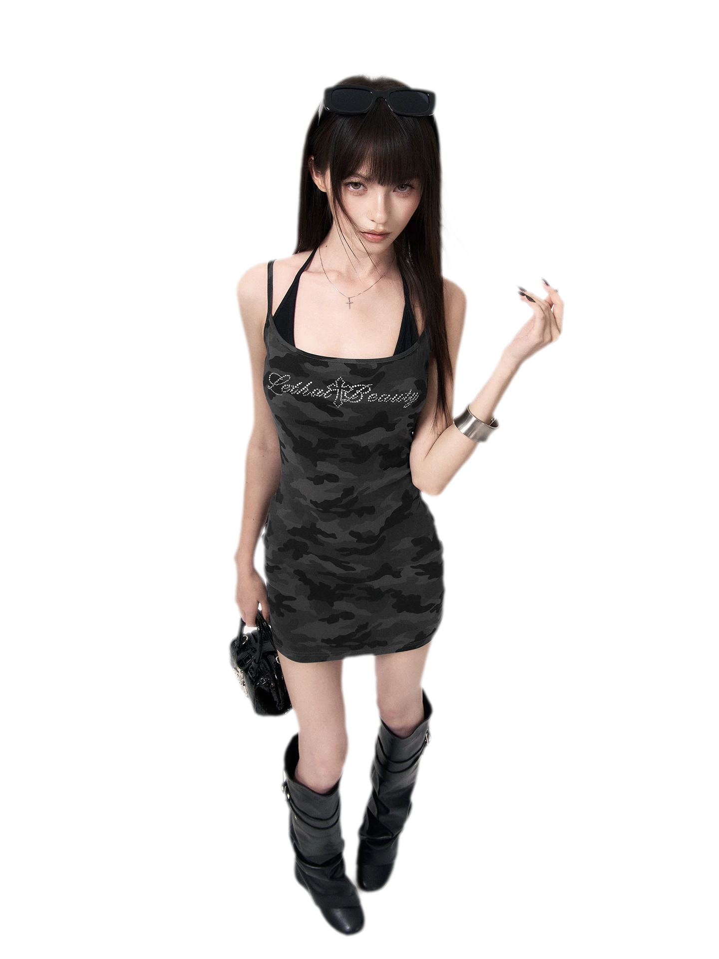 Camouflage Rhinestone Dress