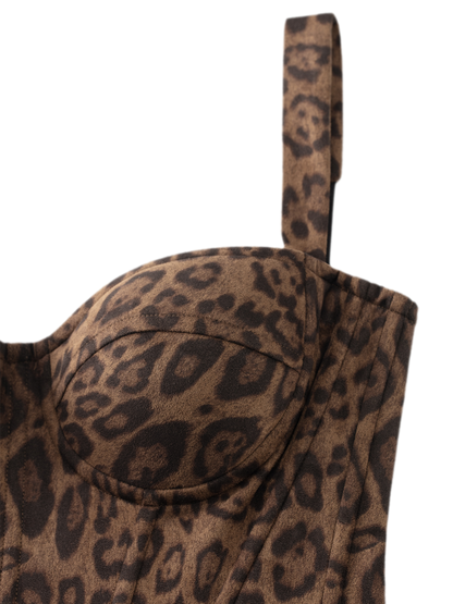 Leopard Boned Bustier Top