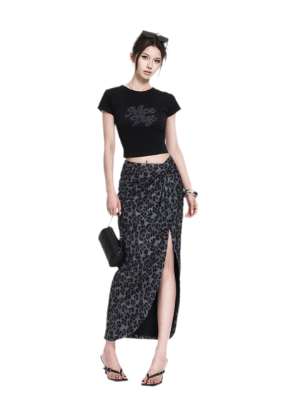 Leopard Tee Skirt Set