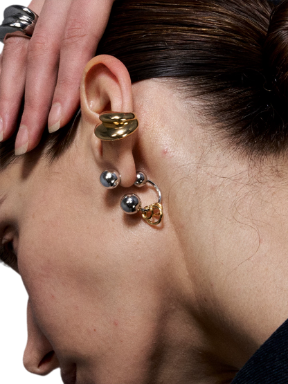 Reconstructed Series Gold and Silver Ball Earrings