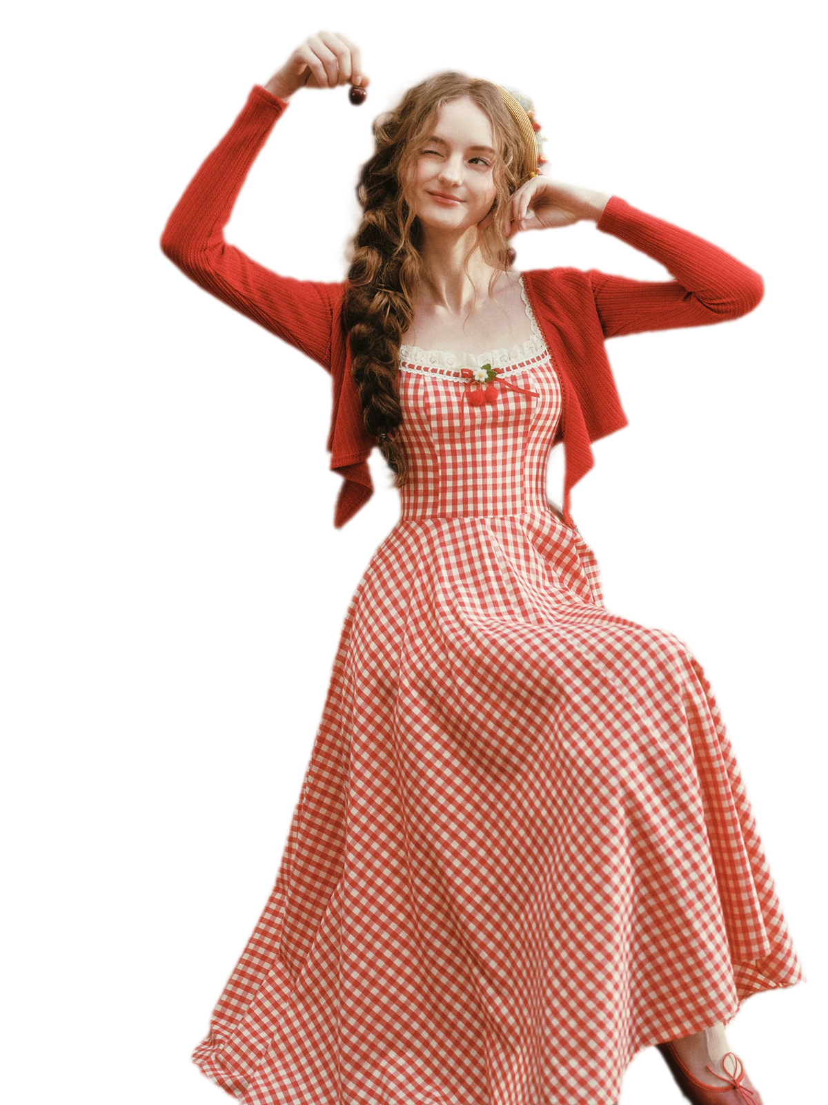 Gingham Lace Trim Dress