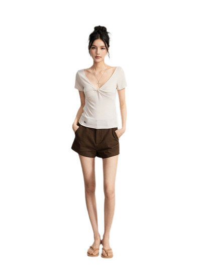 V-Neck Ruched Summer Top