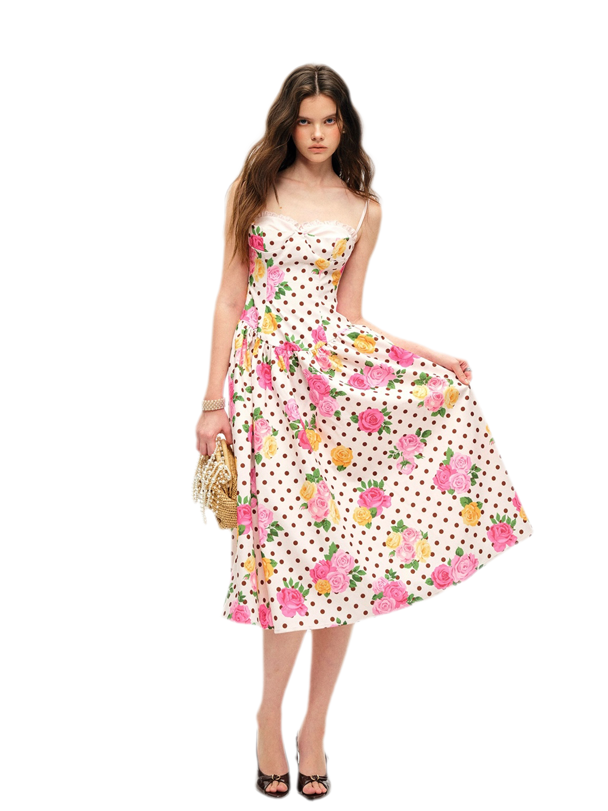 Lyocell Polka Dot Midi Dress