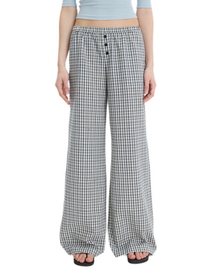 Textured Check Wide-Leg Trousers