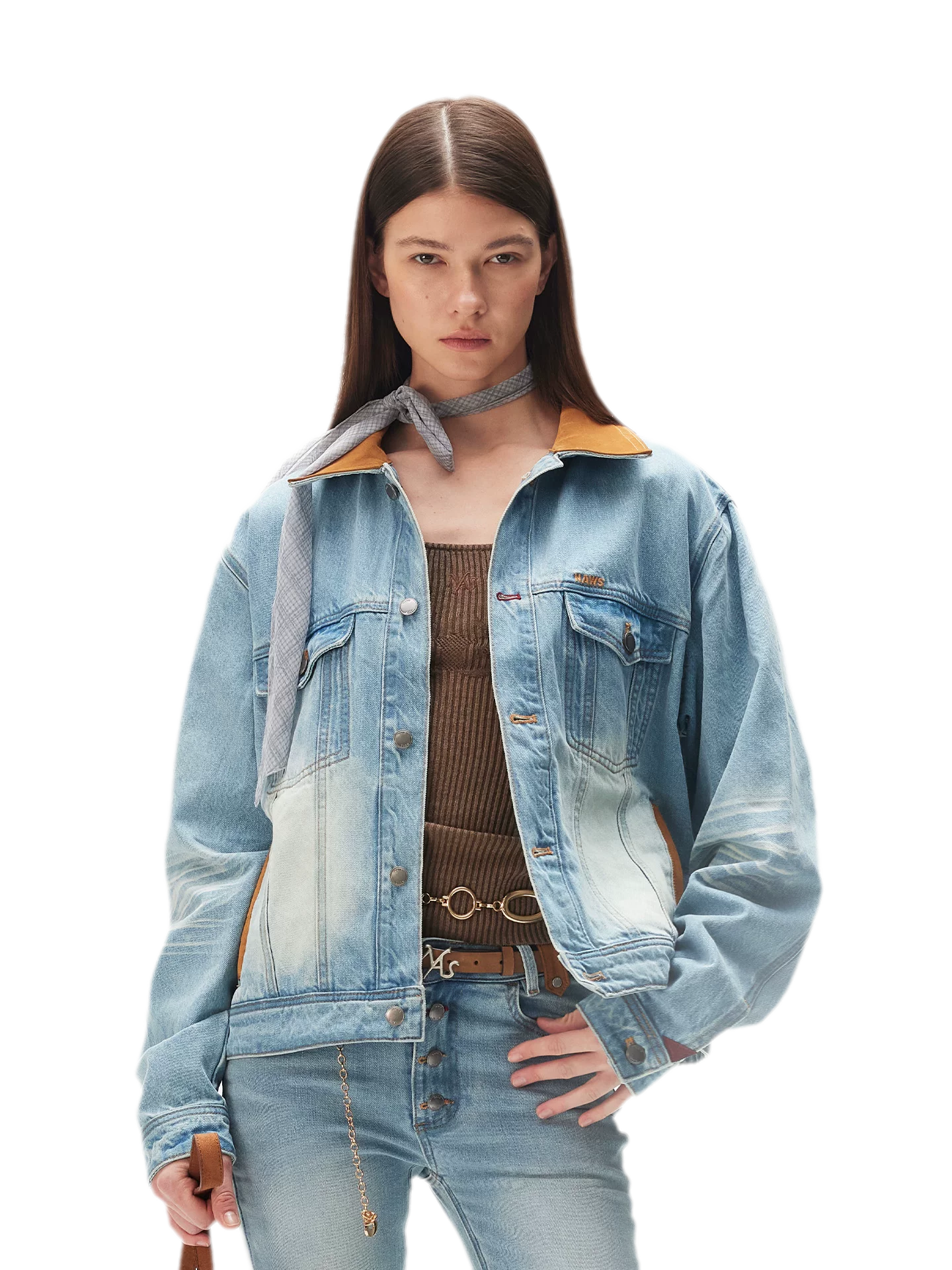 Enzyme Washed Suede-Panel Jacket