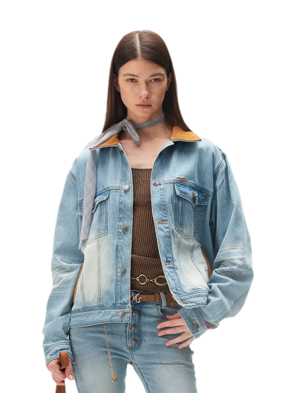 Enzyme Washed Suede-Panel Jacket