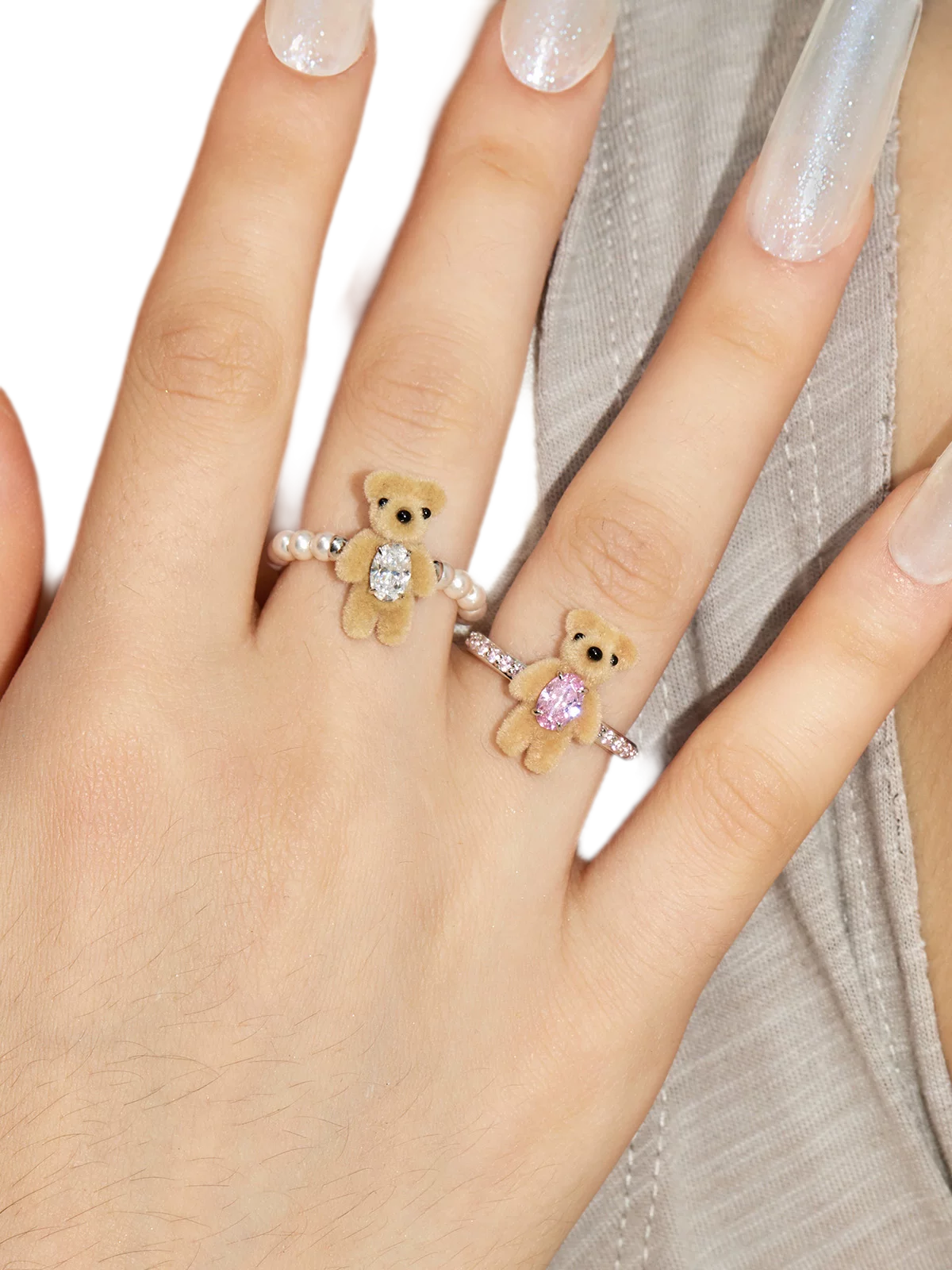 Velvet Mini Bear Pearl Ring