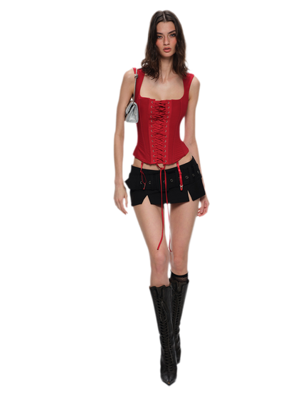 Lace-Up Boned Cropped Corset