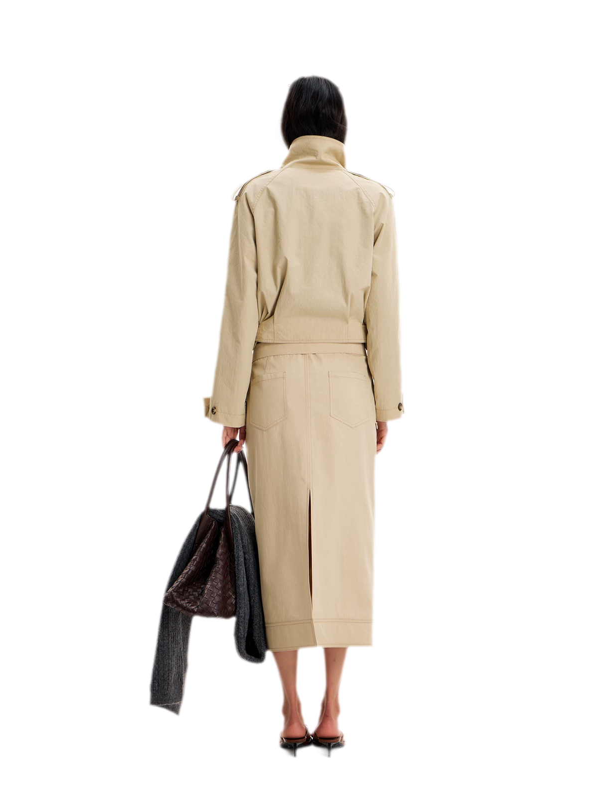 Structured High-Waisted Midi Skirt