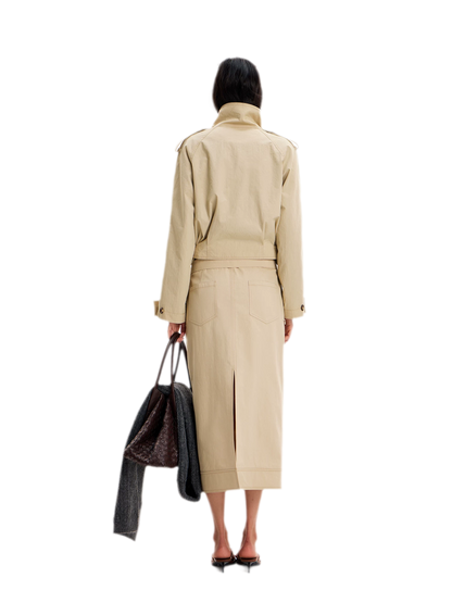 Structured High-Waisted Midi Skirt
