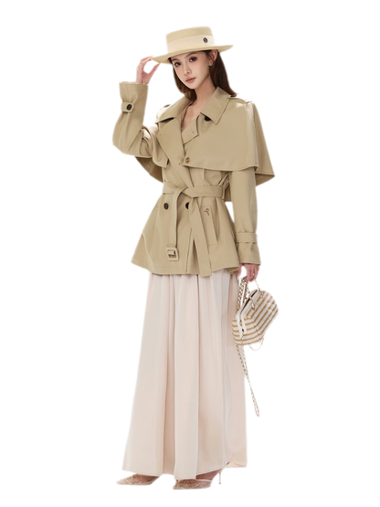 Áo khoác trench cape vải twill